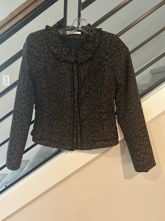 T Tahari Jackets & Blazers - T Tahari Brown and Black -Print Ruffle Collar  blazer-jacket.